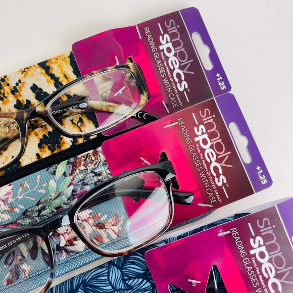 RG0362 Lot of 4 Simply Specs Foster Grant Unisex Reading Glasses With Case +1.25 - Picture 7 of 9